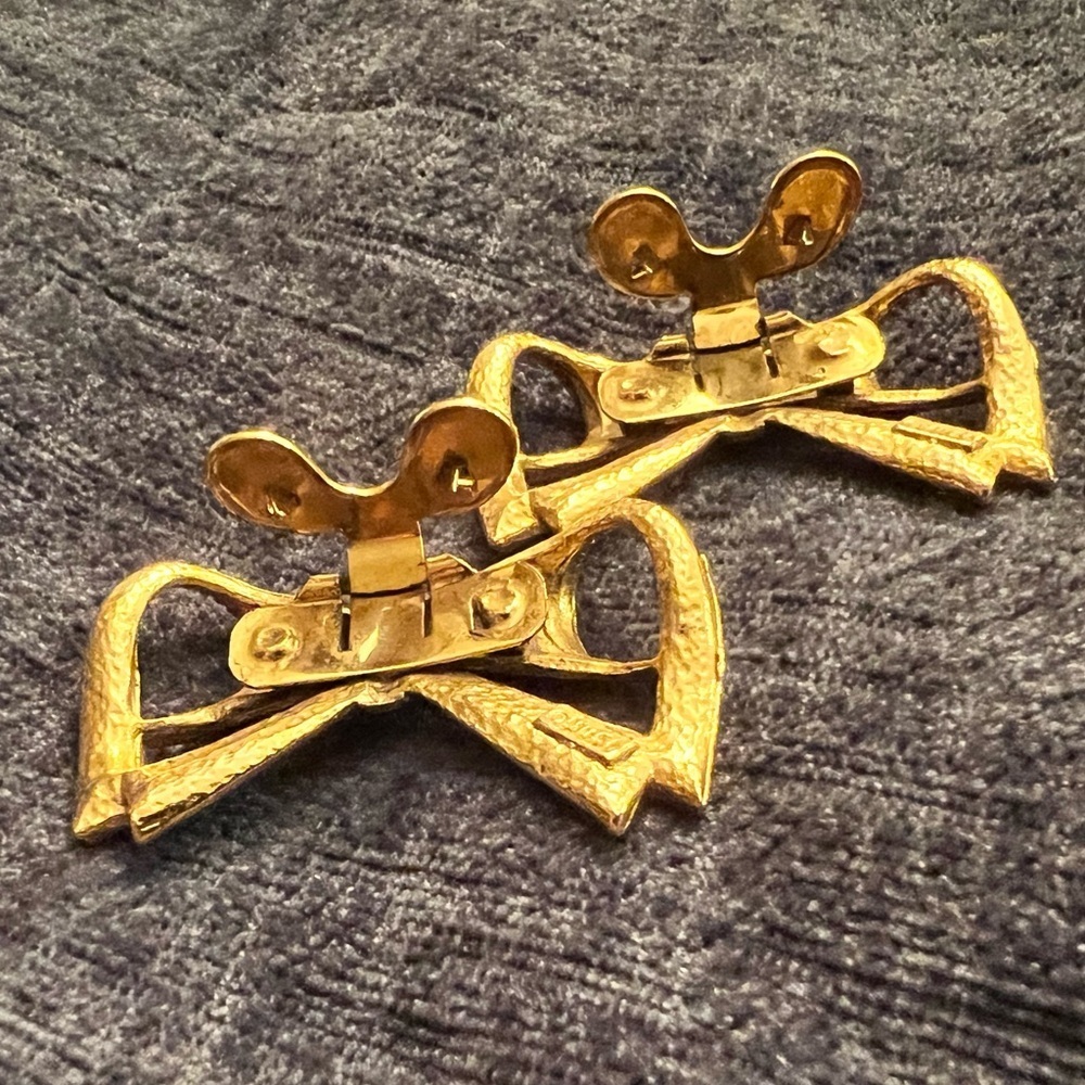 Vintage MUSI Bow Shoe Clips Goldtone - Picture 8 of 8